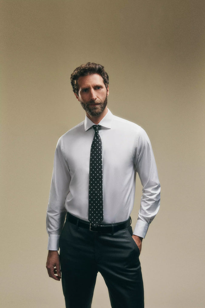 White Classic Fit Royal Oxford Formal Shirt