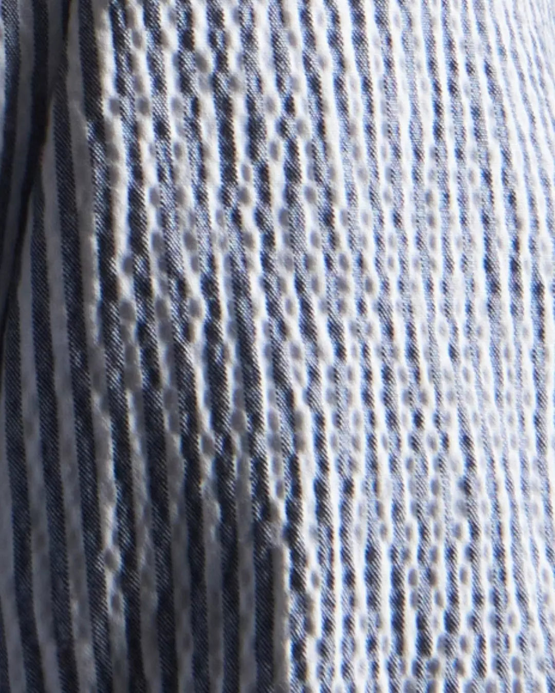 White & Navy Tailored Fit Stripe Seersucker Flat Front Trouser