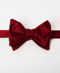 Red Silk Satin Bow Tie