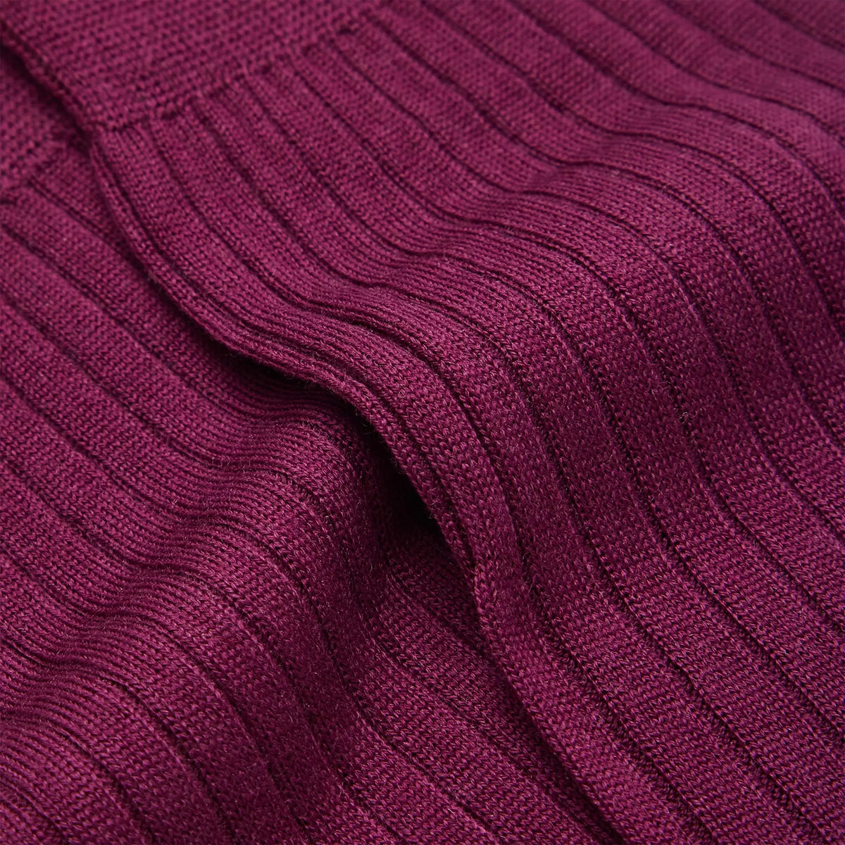 Plum Mid Length Ribbed Merino Wool Socks