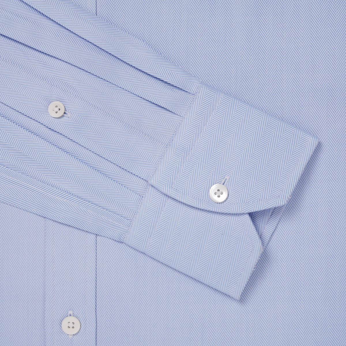 Pale Blue Classic Fit Twill Herringbone Formal Shirt