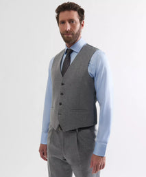 Grey 4 Button Merino Wool Waistcoat