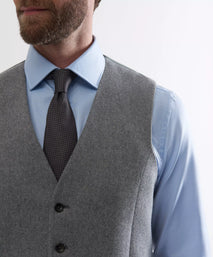 Grey 4 Button Merino Wool Waistcoat