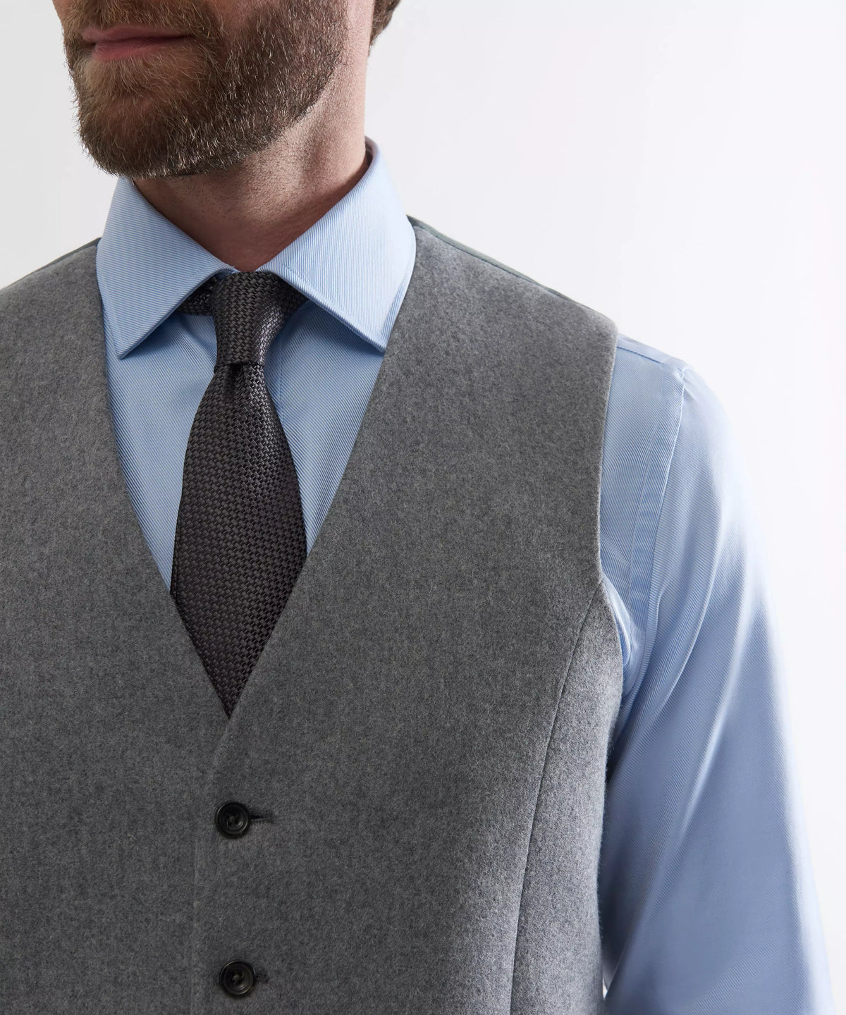 Grey 4 Button Merino Wool Waistcoat