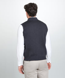 Grey Knitted Merino Wool Zipper Gilet