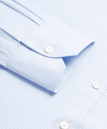 Pale Blue & White Tailored Fit Royal Twill Micro Gingham Formal Shirt