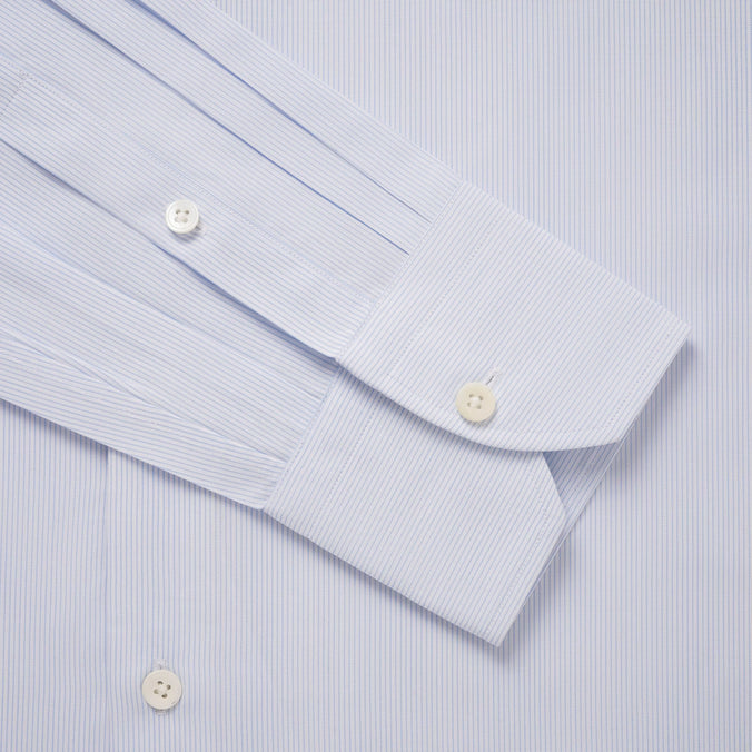 Pale Blue & White Slim Fit Pin Stripe Formal Shirt