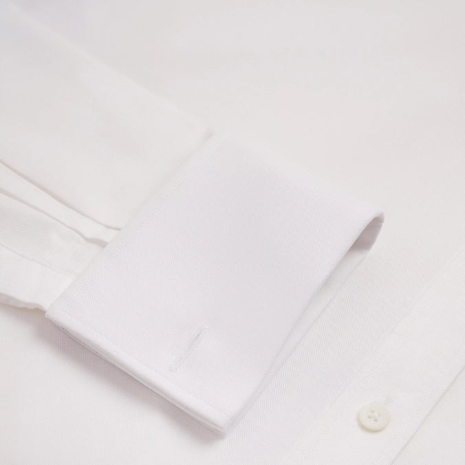 Off White Tailored Fit Double Cuff Cotton Oxford Formal Shirt